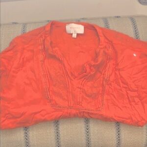 Orange blouse with lace front medium​​​​​​​​